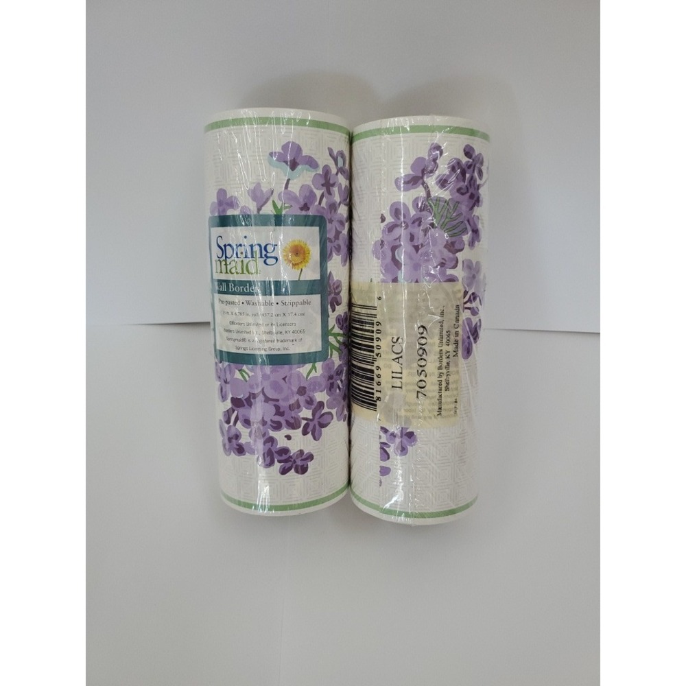 Springmaid Lilacs Wall Border 2 Rolls Pre-pasted Floral Purple 15ft‎ x 6.785in